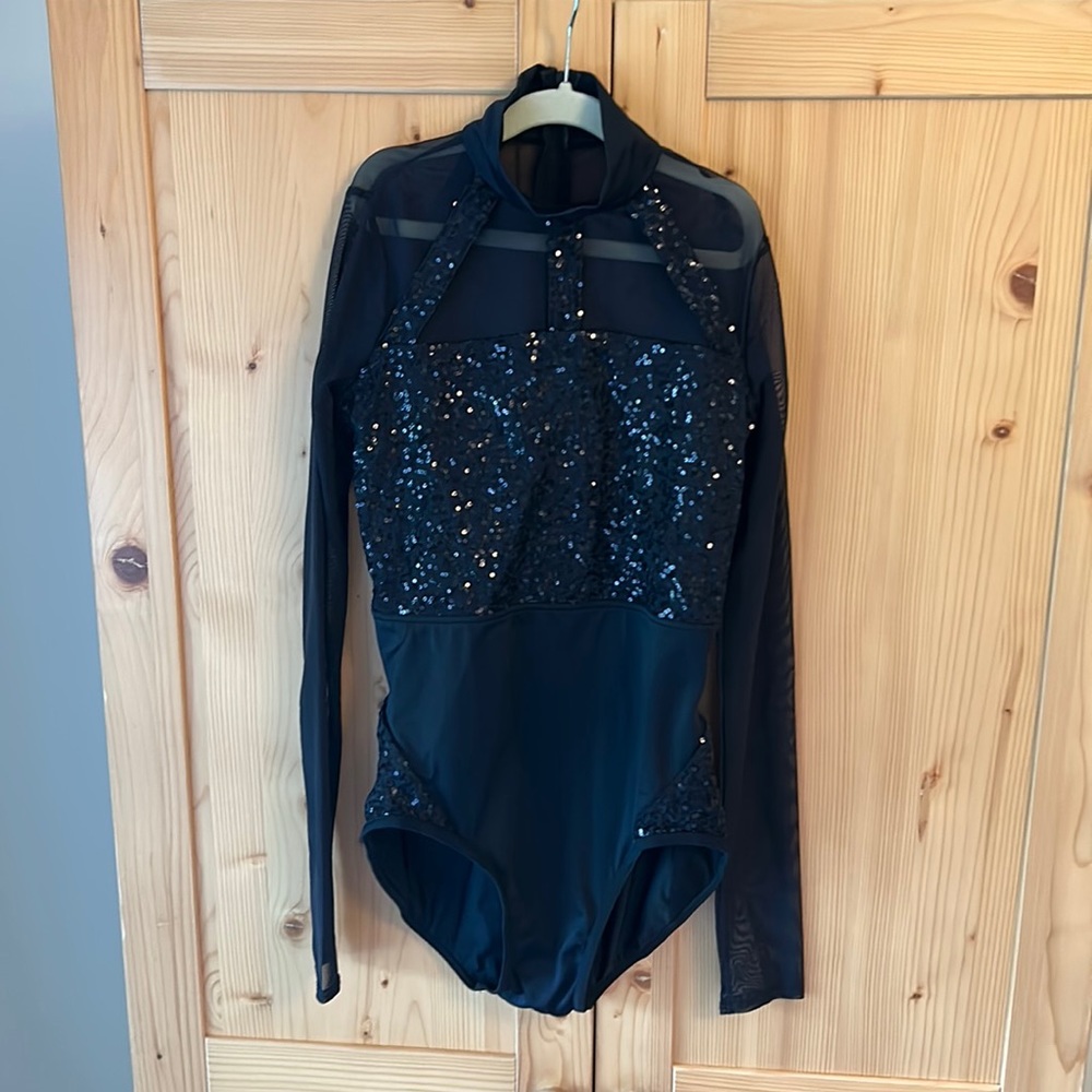 Black sequin dance leotard